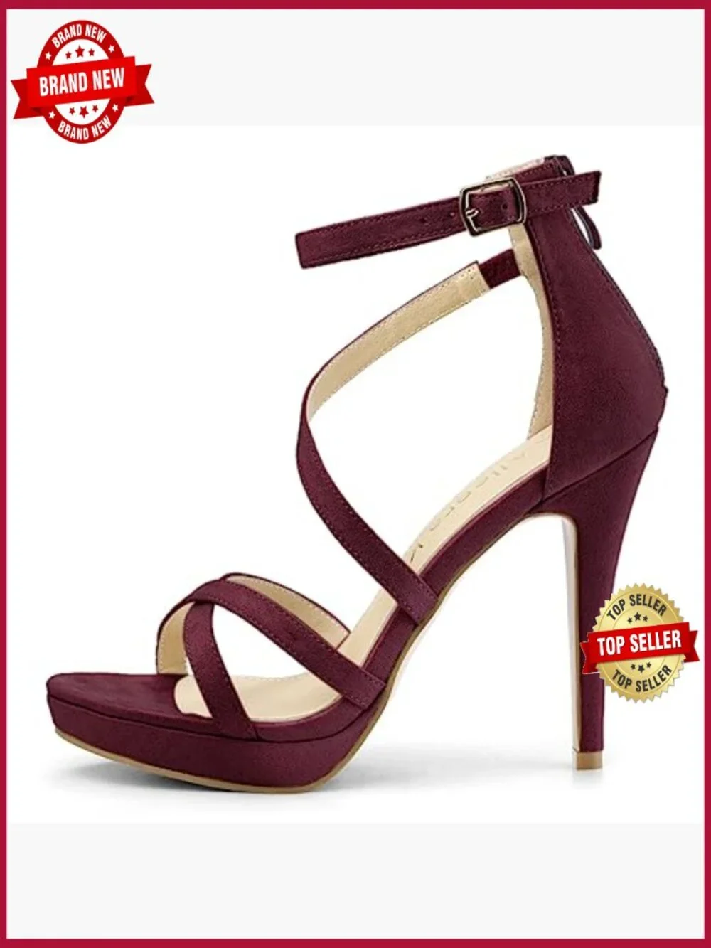 Strappy Platform Stiletto Heel Sandals, Open Toe, Ankle Strap, Back Zip